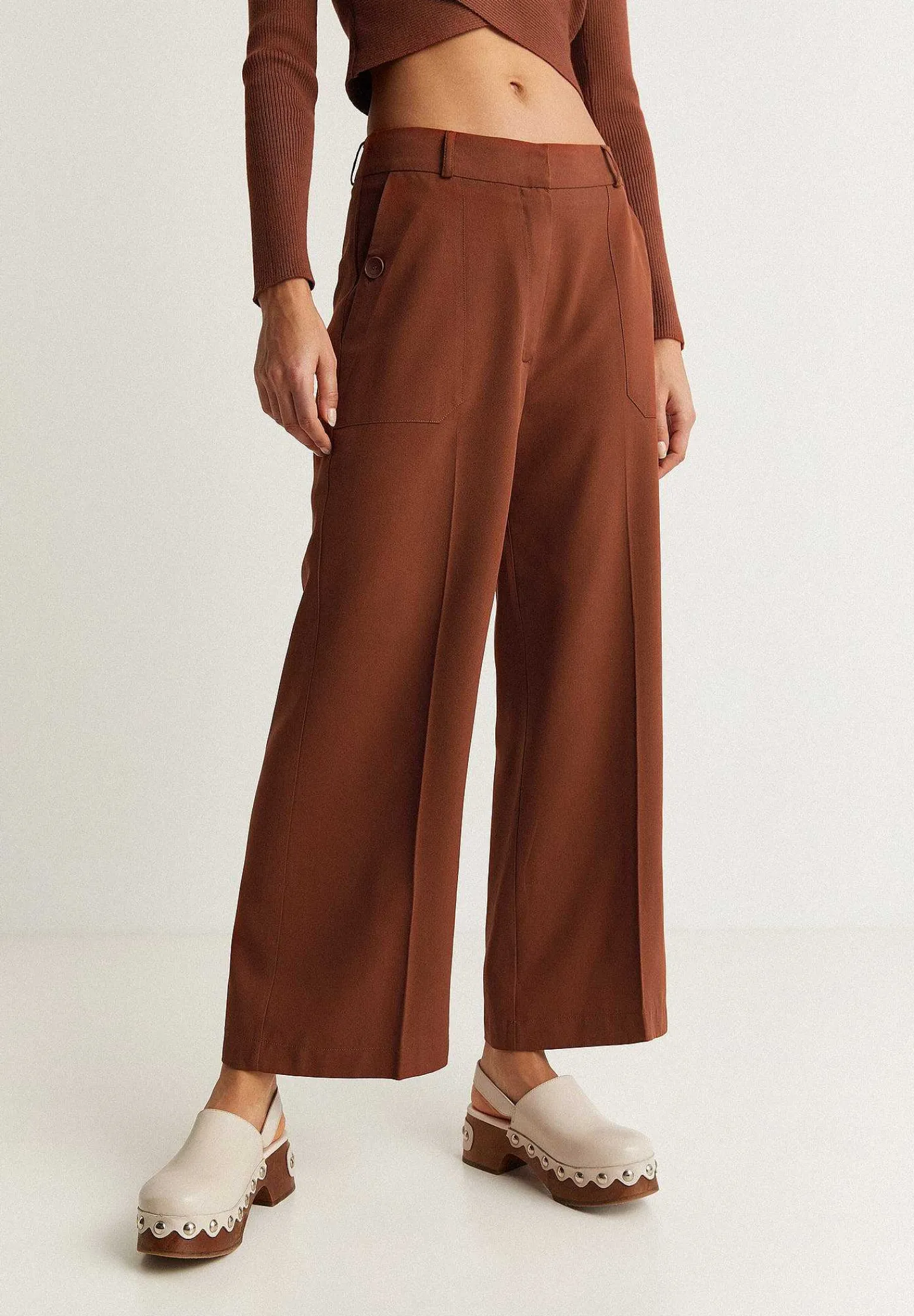 Flash Sale Scalpers Pantalon Culotte Bolsillo Boton